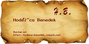 Hodács Benedek névjegykártya